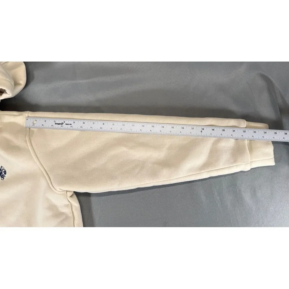 US Polo Assn Sz Medium Oatmeal Colored Sherpa‎ Fur Fleece Hoodie Jacket Pockets